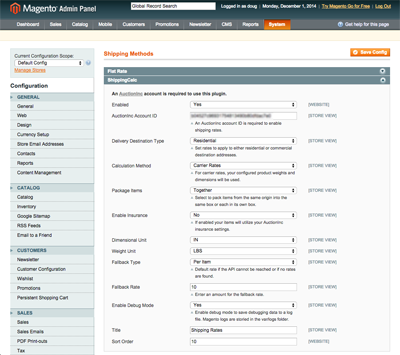 Configure AuctionInc ShippingCalc Module General Settings