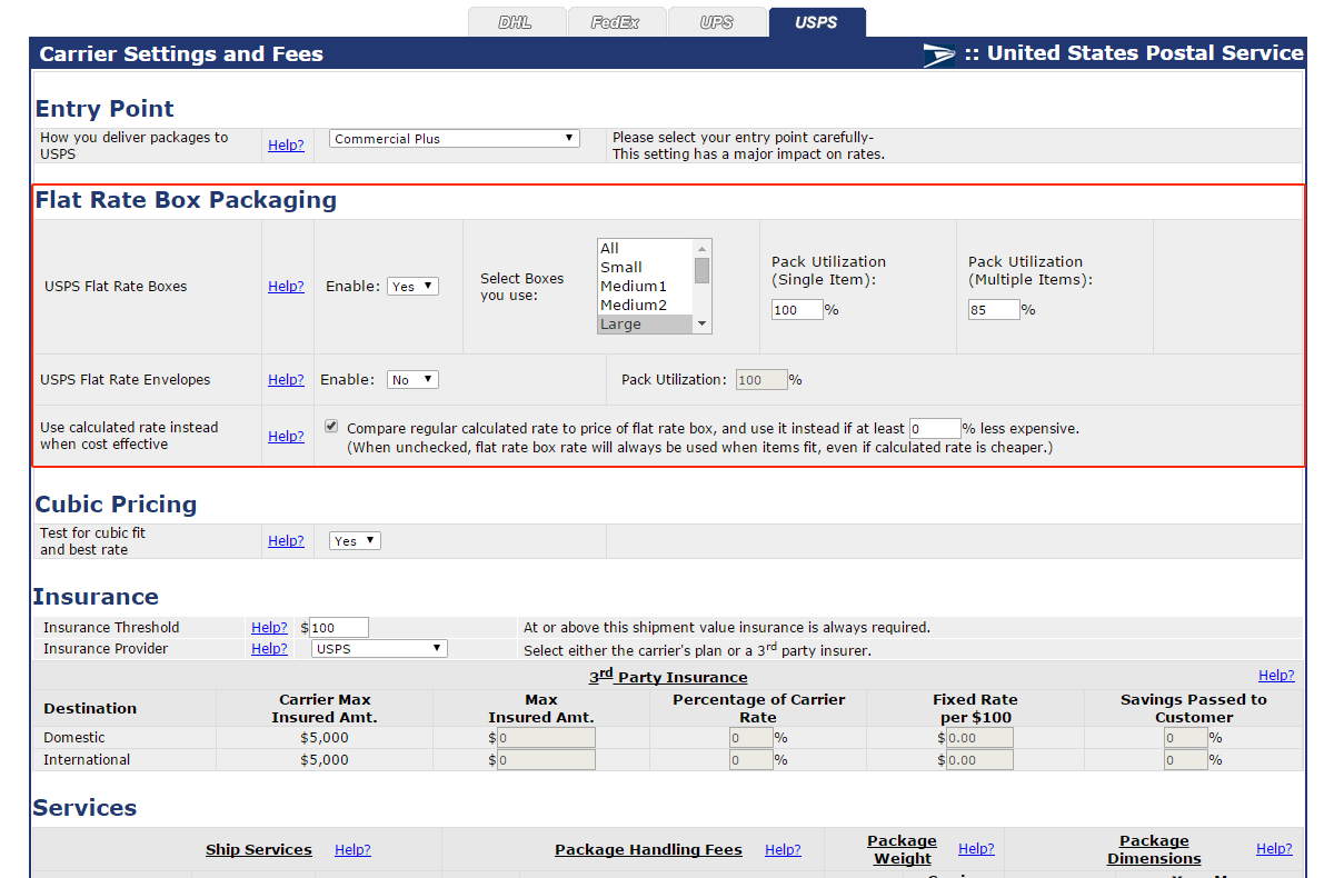 usps flat box rates